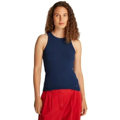 Abbildung von Tommy Hilfiger SLIM TANK Top, Damen, Größe: XS, Dark night navy