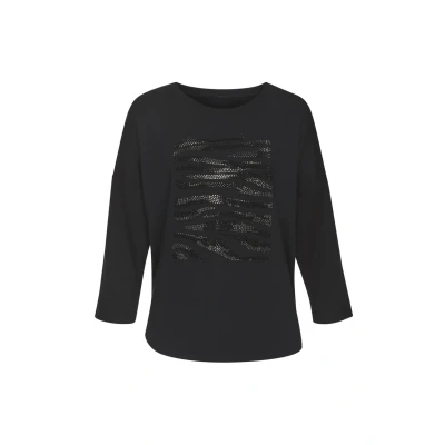 Abbildung von LASCANA 3/4 Arm Shirt »mit Strass Dessin«, aus hochwertiger French Terry Qualität Viskose