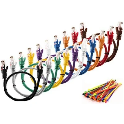 Abbildung von MutecPower 0.5m CAT5E Netzwerk Ethernet Patch Kabel UTP mit 2X RJ45 Stecker Set “10 Stück, 10 Farben“ (100 Kabelbinder in der Packung enthalten) 0.5 Meter Pack