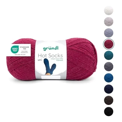 Abbildung von Gründl Wolle Hot Socks uni 100, Sockenwolle/Sockengarn 4 fach 1 Knäuel 100 g / 420 m (75% Schurwolle (superwash), 25% Polyamid), marine