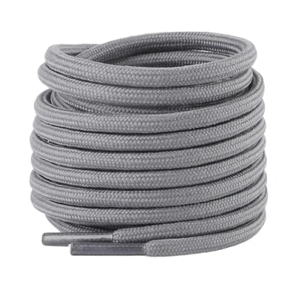 Abbildung von riemot 2 Paar Runde Schnürsenkel [Ø 4mm] reißfest Schuhbänder Ersatz Shoe laces für Herren, Damen, Kinder, Sportschuche, Arbeitsschuhe, Wanderschuhe Grau, 140cm
