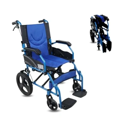 Abbildung von Mobiclinic®, Transitrollstuhl, Modell Pirámide, Aluminium, faltbar, Bremse an den Griffen, für Behinderte und Senioren, Fußstütze, Armlehnen, leicht, orthopädisch, Sitzfläche 46 cm