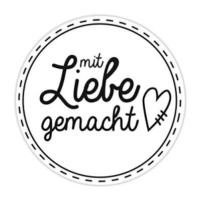 Abbildung von Knorr Prandell 211803002 Stempel aus Holz, rund Motivgröße circa Durchmesser 3,2 cm, Motiv mit Liebe gemacht