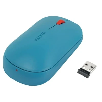 Abbildung von Leitz SureTrack Kabellose Bluetooth Maus, Beidhändige Maus für Laptop/Computer, oder 2,4 GHz USB A Dongle Anschluss, Windows, Android &amp; Apple, Cosy Serie, Sanftes Blau, 65310061