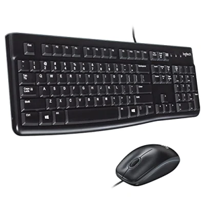 Abbildung von Logitech MK120 Kabelgebundenes Set mit Tastatur und Maus für Windows, US QWERTY Layout Schwarz