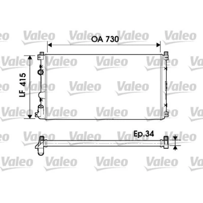 Abbildung von VALEO 732918 Kühler, Motorkühlung Aluminium 730mm 415mm 34mm ohne Kühlmittelregler Kühlrippen mechanisch gefügt OPEL: Movano A Van