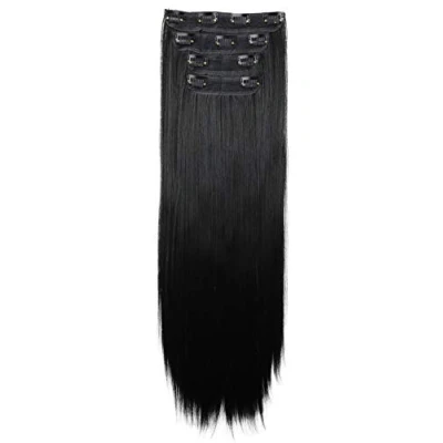 Abbildung von CAISHA XXL 60cm 4 Teile Set CLIP IN EXTENSIONS Haarverlängerung Haarteil Voluminös Glatt Schwarz CES301