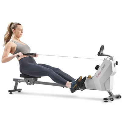 Abbildung von Sunny Health &amp; Fitness Magnetisches Rudergerät, kompaktes, zusammenklappbares Rudergerät für zu Hause, superleise und reibungslos, Exklusive SunnyFit App Verbindung SF RW521020