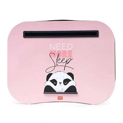 Abbildung von Legami Laptop Ständer, 44 x 33,5 cm, Tray, Schlitz für Tablet, Panda Motiv, weiches Kissen mit Polsterung, seitlicher Griff