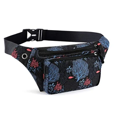 Abbildung von HAWEE Sport Bauchtasche Unisex Leichte Gürteltasche Hüfttasche Multicolor mit Verstellbarem Gürtel und Kopfhöreranschluss für Damen Herren Outdoor Reisen Wandern Joggen Radfahren Laufen