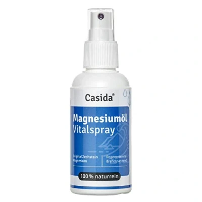 Abbildung von CASIDA ® Magnesiumöl Vitalspray Zechstein in praktischer 100 ml Sprühflasche aus der Apotheke ideal für eine Massage nach dem Sport Magnesium Spray zum Auftragen auf die Haut