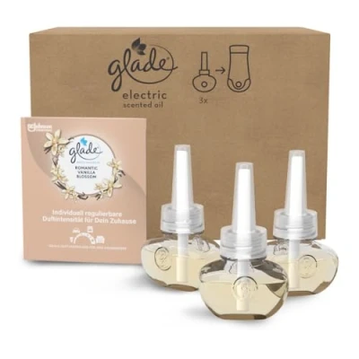 Abbildung von Glade (Brise) Electric Scented Oil Nachfüller, elektrischer Raumduft mit Duftöl, Romantic Vanilla Blossom, 3er Pack (3x20ml)