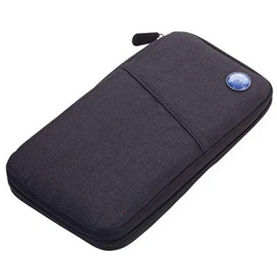 Abbildung von Troika “Safe Flight travel Document case — for air with readout Protection Film (for RFID Chips) Zipper 12 Inner Pockets Polyester Grey, Black