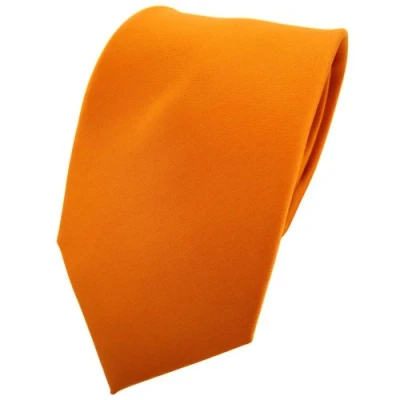 Abbildung von TigerTie Herren Krawatte Klassische 8 cm Satin in orange tieforange dunkelorange einfarbigem Design, ideal für Geschäftstermine, festliche Anlässe und die Freizeit