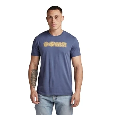 Abbildung von G Star Distressed LOGO Tshirt print, Herren, Größe: XS, Vintage indigo