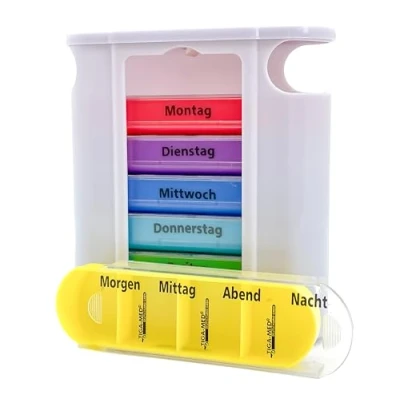 Abbildung von TIGA MED Bunte Tablettenbox für 7 Tage Pillendose Medikamentendosierer Medi Box Medikamentenspender Wochendispenser