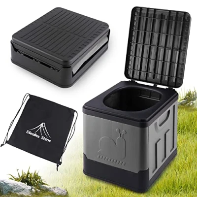 Abbildung von Diealles Shine Campingtoilette Faltbar, Tragbare Mobile Toilette, Notfall Camping WC, Toilette für Garten Outdoor Camping, Grau
