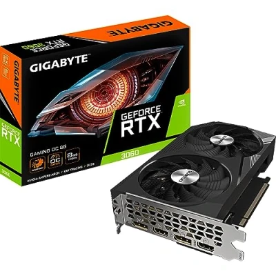 Abbildung von Gigabyte NVIDIA GeForce RTX 3060 Gaming OC V2 Grafikkarte 8GB GDDR6, 128 bit, PCI E 4.0, 1807MHz Core Clock, 2X DP 1.4, HDMI 2.1, DLSS GV N3060GAMING 8GD
