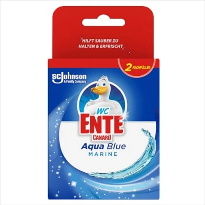 Abbildung von WC Ente Aqua Blue MARINE Einhänger, Nachfüller Stein für Frische und Sauberkeit bis zu 3 Wochen, Blauspüler, 1er Pack (2 x 36 g)