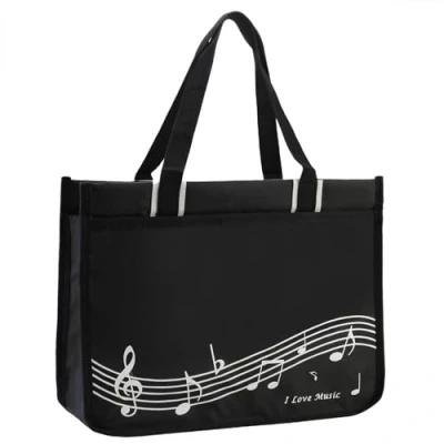 Abbildung von Hiler Punk Musikalische Note Muster Umhängetasche,Musik Tote Handtasche,Hochwertige Nylon Stoff Wasserdicht Damen Einkaufstasche,Reisetasche mit hoher Reißverschluss,Musik Programm Tasche