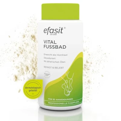 Abbildung von efasit Vital Fußbad, 400g basischer Hornhaut Badezusatz, für wohlriechende, gepflegte und entspannte Füße, Hornhautweicher, bis zu 30 Anwendungen