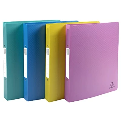 Abbildung von Exacompta 54790E 4er Pack Recycling Kunststoff Ringbuch Forever Young aus mittelfestem blickdichtem Polypropylen 2 Ringe Füllhöhe 30mm DIN A4 ideal für Büro und Schule Blauer Engel farbig sortiert