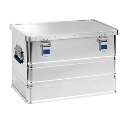Abbildung von hünersdorff Aluminium Box eco 68 Liter, wasserdicht mit Gummi Dichtung, leicht, stabil, Klapphandgriffe, Vorbereitung für Schlösser, Farbe: silber, 451250