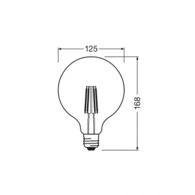 Abbildung von Osram LED Lampe in klassischer Globeform, mit dekorativem Filament, Energieeffizienzklasse A, E27, 2.2 W, 470 lm, 2700 K, warmweiß. Ohne Aufwärmen, sofort 100% Licht. Geringes Flackern.