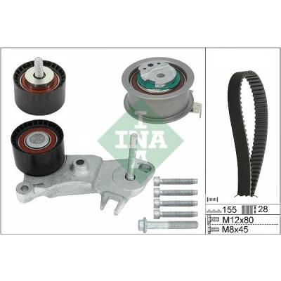 Abbildung von INA 530 0762 10 Zahnriemensatz 155 VOLVO: V70 3, XC60 I, S80 II