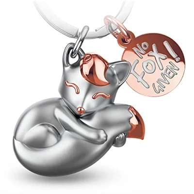 Abbildung von FABACH Fuchs Schlüsselanhänger Foxy mit Gravur Süßer Glücksbringer Charm für Frauen Geschenk Beste Freundin Geschenke Anhänger No fox given