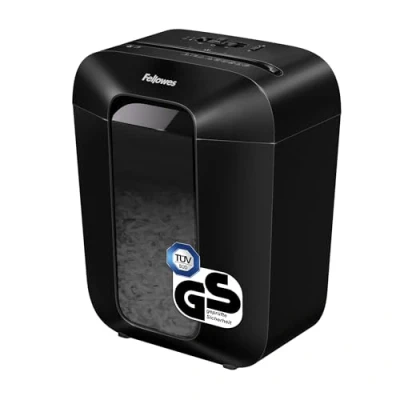 Abbildung von Fellowes Aktenvernichter 9 Blatt (P4), Papierschredder mit Partikelschnitt für Homeoffice, Powershred LX50, Schredder 17L Papierkorb und Sicherheitssperre, LX AktenvernichterDesign Serie, schwarz