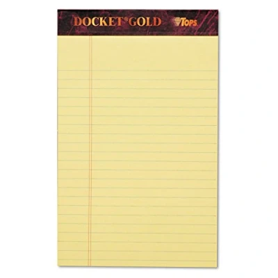 Abbildung von TOPS Docket Gold Schreibblöcke, 12,7 x 20,3 cm, Jr. Legal Rule, Kanarienpapier, 50 Blatt, 12 Stück (63900)