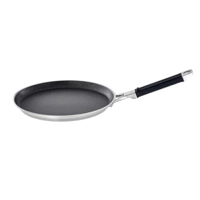 Abbildung von RÖSLE SILENCE PRO Crêpes Pfanne, Hochwertige Bratpfanne mit kratzfester Premium Antihaftversiegelung ProResist, Edelstahl 18/10, induktionsgeeignet, spülmaschinengeeignet, 28 cm