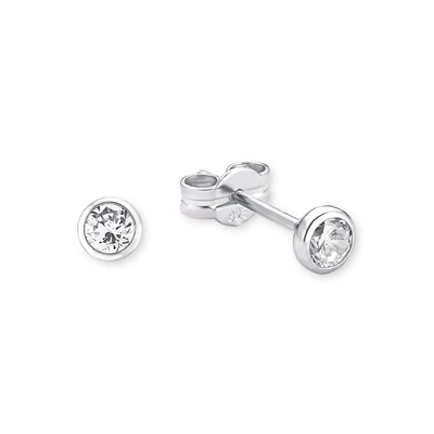 Abbildung von Amor Ohrstecker 925 Sterling Silber Damen Ohrschmuck, mit Zirkonia synth., 0,4 cm, Silber, Kommt in Schmuck Geschenk Box,