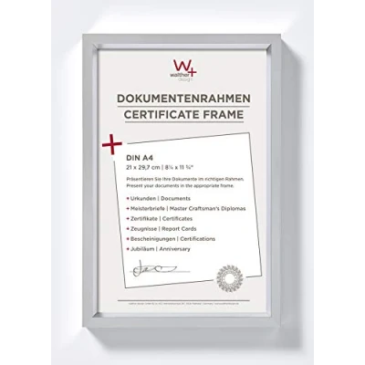 Abbildung von walther design Bilderrahmen silber 21 x 29,7 cm (DIN A4) mit Passepartout, Steel Style Kunststoffrahmen ES130S