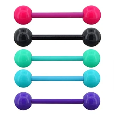 Abbildung von OUFER 14G 5 STÜCKE 316L Edelstahl Zunge Bars Bunte Piercings Ringe für Frauen