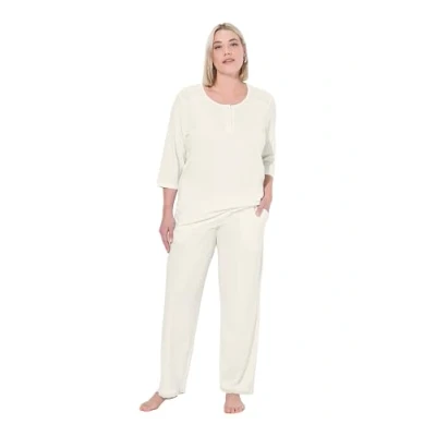Abbildung von Ulla Popken Broderie Anglaise Detail SET Nachtwäsche Set, Damen, Größe: 54/56, Creme white