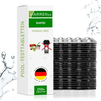 Abbildung von harren24 Rapid Testtabletten für Schütteltester, DPD 1 freies Chlor/DPD 4 Aktivsauerstoff/Phenol RED pH Wert, 50x, 100x, 250x, 500x, Wassertester (PH / 250 Tabletten)