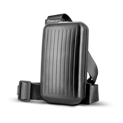 Abbildung von ÖGON Aluminium Handytasche für Smartphone mit integrierter Geldbörse Die praktische und stylische Umhängetasche Herren Damen RFID Schutz Schultertasche (Schwarz)