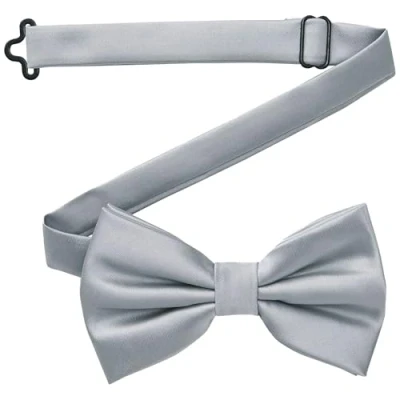 Abbildung von DonDon Fliege Herren handgefertigt Seiden Look 12 x 6 cm Silber