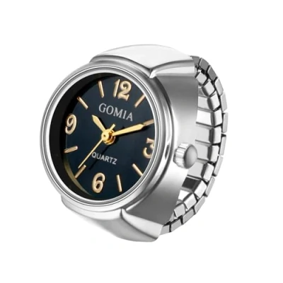 Abbildung von JewelryWe Ringuhr Fingeruhr Damen Elastisch: Analog Quarz Fingerringuhr Frauen Silber Stretch Metallband Ring Uhr Uhrenring mit Temperaturempfindlichem Farbwechsel Zifferblatt, für Ringgröße 52 60