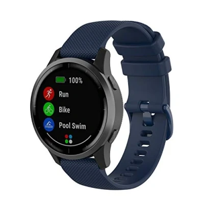 Abbildung von Yikamosi Kompatibel mit Garmin Vivoactive 4 Armband,22MM Schnellverschluss Weiches Silikon rostfreiem Metallverschluss Ersatzbänder für 4/Garmin Venu 2,Mitternachtsblau