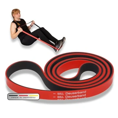 Abbildung von Deuserband Original Widerstandsband Gymnastikband aus Naturkautschuk, vegan, rutschfest, In Deutschland gefertigte Fitnessbänder für Krafttraining, Fitness, Yoga