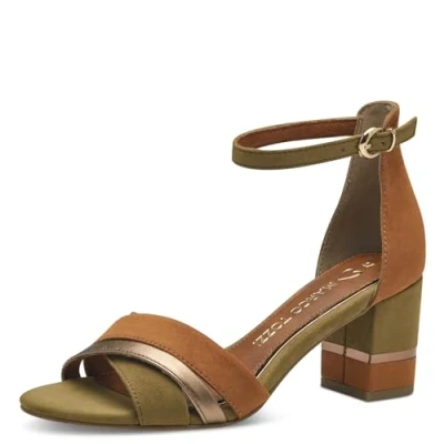 Abbildung von MARCO TOZZI Damen Sandalen mit Absatz Verstellbarem Riemen Sommer, Mehrfarbig (Fern Green Com), 37 EU