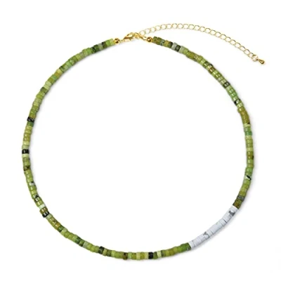 Abbildung von COAI Geschenkideen Damen 18k Vergoldete Kette Heishi Bohemian Halskette aus Australischer Jade und Howlith