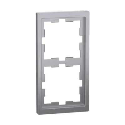 Abbildung von Schneider Electric Merten MEG4020 6536 Rahmen für Steckdosen und Schalter 2 fach, System Design, IP20 ABS 163 x 90mm, Edelstahl, Rahmendesign individuell gestaltbar, Made in Germany