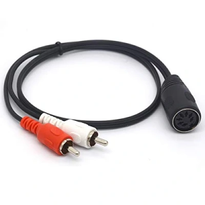 Abbildung von 7 poliges DIN auf Cinch Kabel, polige MIDI Buchse 2 Stecker, Audio Adapterkabel für Bang &amp; Olufsen, Naim, Quad.Stereo Systeme (50 cm)