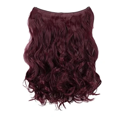 Abbildung von CAISHA 50cm 1 Tresse Extension mit Gummiband Extensions Haarverlängerung Haarteil Gewellt Burgunderrot E114