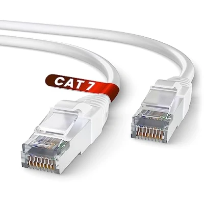 Abbildung von Mr. Tronic Cat 7 Ethernet Kabel 25m, CCA Hochgeschwindigkeits Kabel, Innenbereich Patch LAN Netzwerkkabel mit RJ45 Stecker 28AWG, SFTP geschirmtes Internetkabel (25 Meter, Weiß)