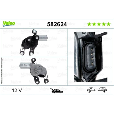 Abbildung von VALEO 582624 Scheibenwischermotor 12 hinten für Links /Rechtslenker VOLKSWAGEN: Polo VI, Golf 7